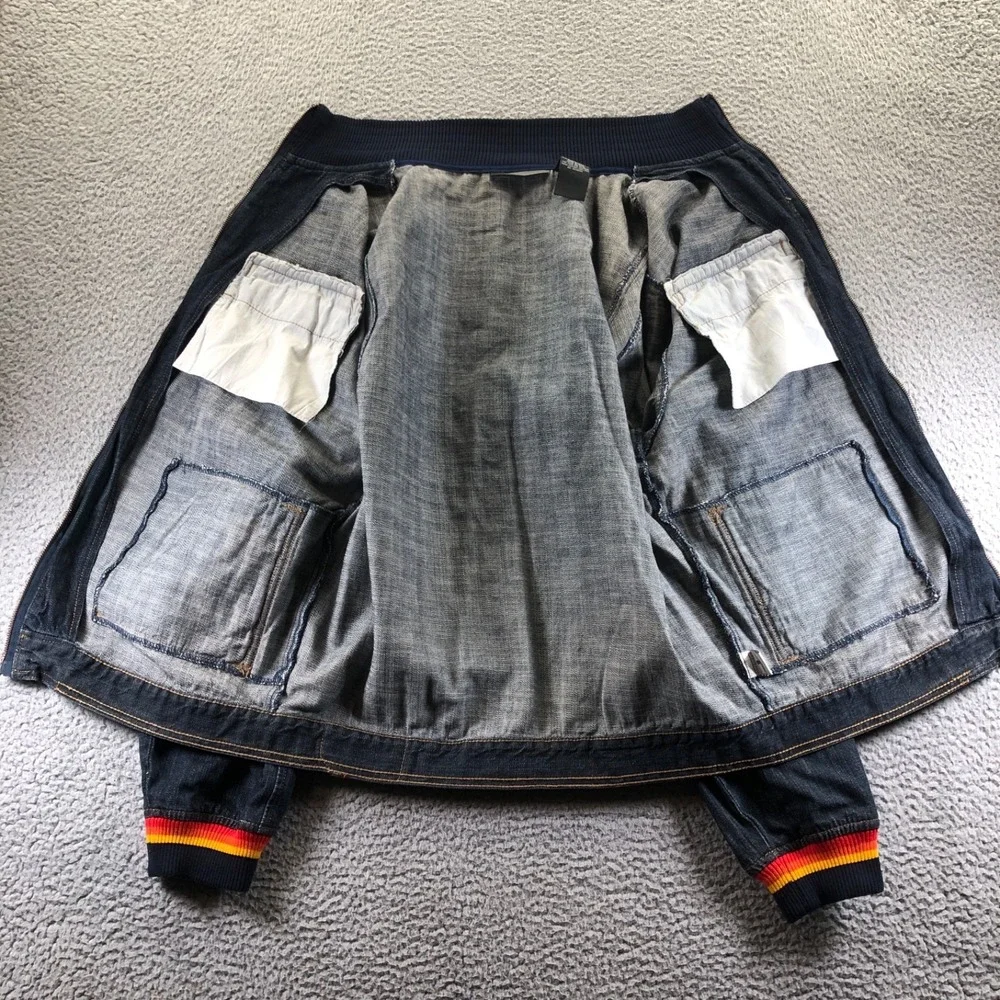Vintage Rocawear Jacket Girls XL (18-20) Blue Denim Zip Felt Logo Y2k Hip Hop